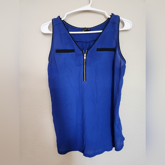Express Blue Sheer Sleeveless Top Size XS - Picture 1 of 7